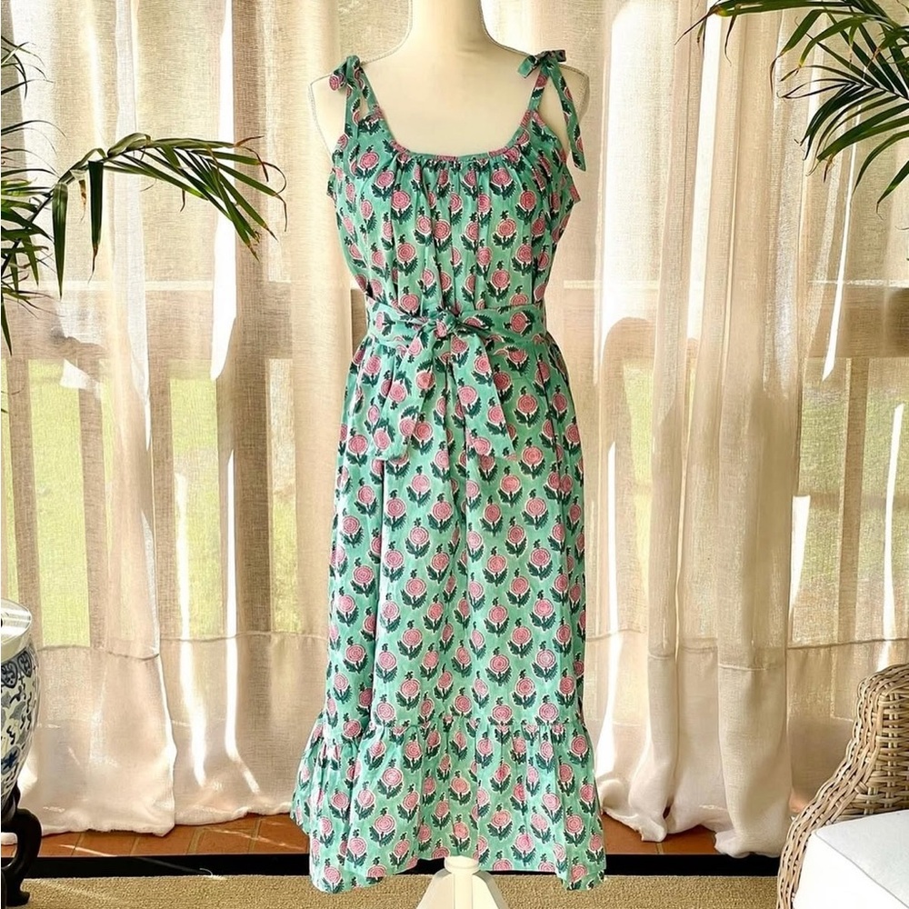 Floral Green and Pink Women's Dress